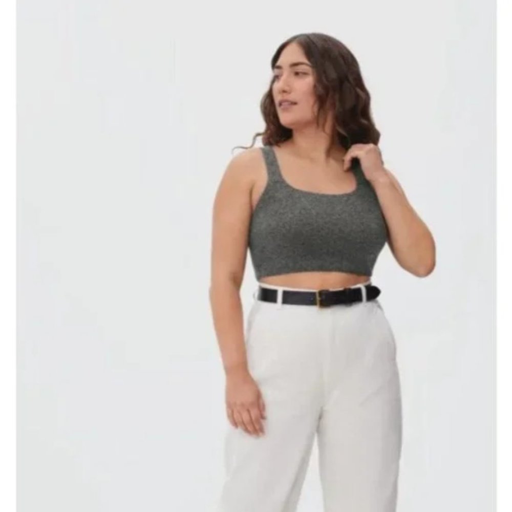 NWT Everlane‎ The Cozy Stretch Tank Gray cropped wool blend top M